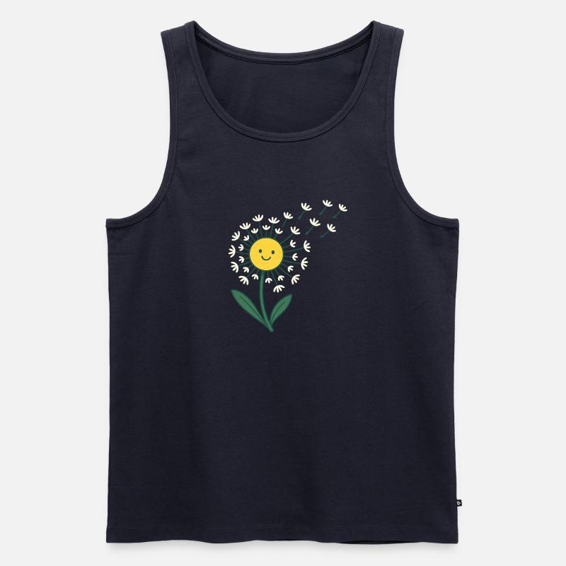 Lächelnde Sonne mit Blütenstrahlen - Männer Premium Bio Tank Top - Navy