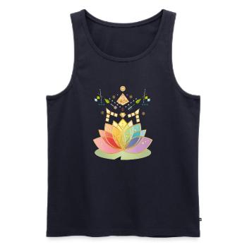 Symbole coloré de fleurs de chakra avec des ornements - Débardeur bio Premium Homme - bleu marine - Devant - AI Model Male 178 light (178cm)