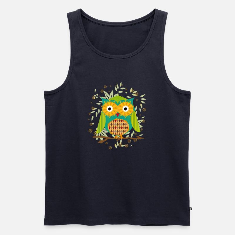 kunstvoll gestaltete Eule mit Patchwork-Muster - Männer Premium Bio Tank Top - Navy