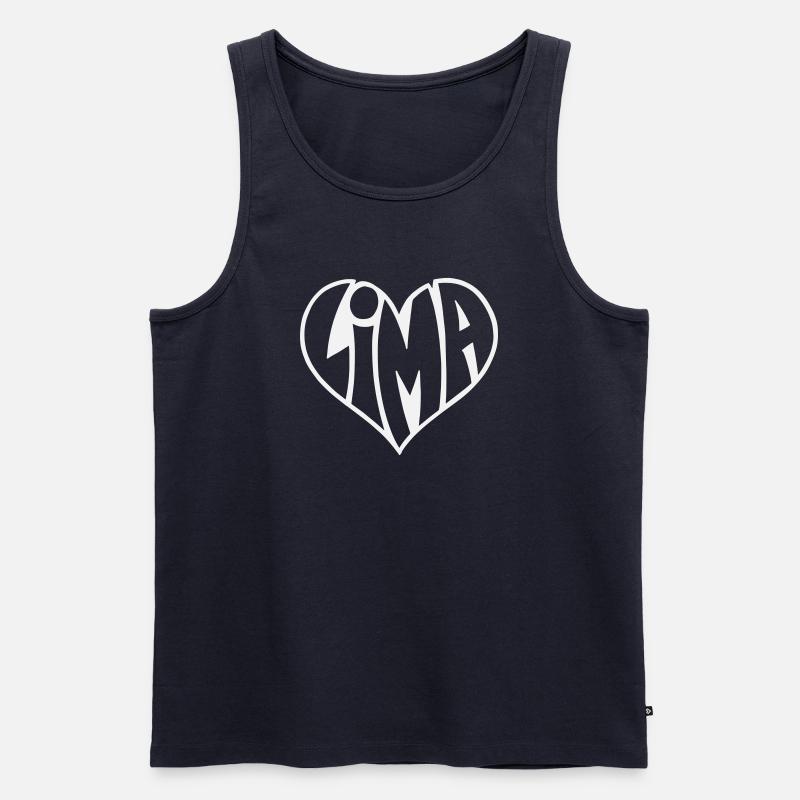 Lima Herz Typo - Männer Premium Bio Tank Top - Navy