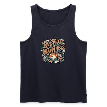 Love Peace Happiness Rétro Vintage - Débardeur bio Premium Homme - bleu marine - Devant - Michal (187cm)