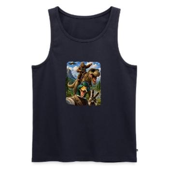 Mallard Duck Selfie Bigfoot T Rex UFO Funny Gifts - Männer Premium Bio Tank Top - Navy - Vorne - Michal (187cm)