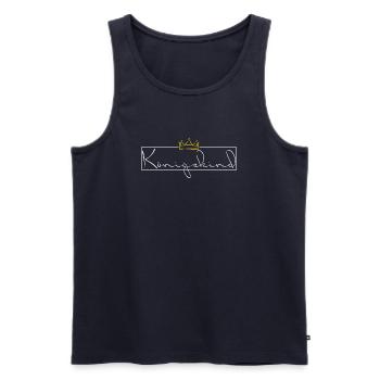 Koenigskind - weiß mit goldener Krone - Männer Premium Bio Tank Top - Navy - Vorne - Michal (187cm)