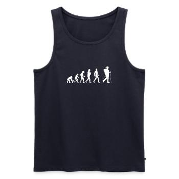 T-Shirt evolution Nordic Walking Wandern - Männer Premium Bio Tank Top - Navy - Vorne - Michal (187cm)
