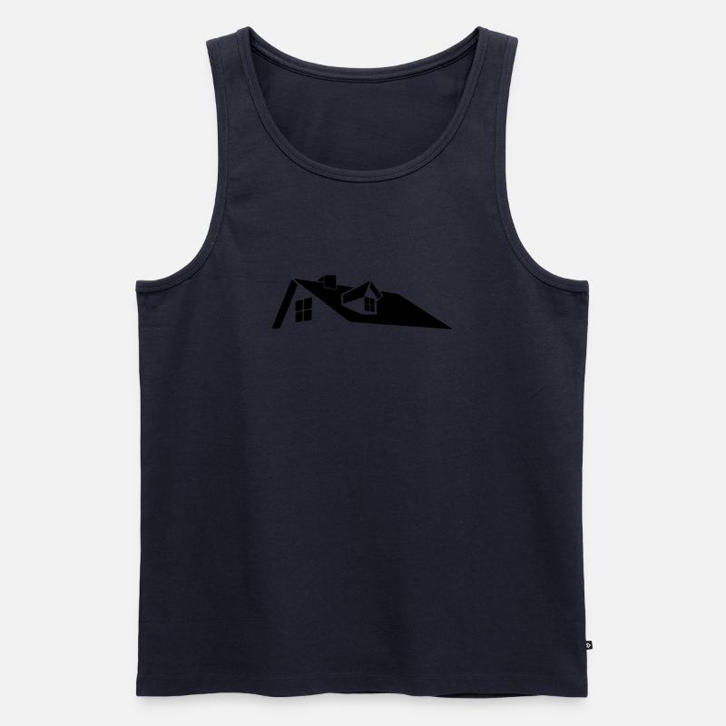 Logo des Dachhauses mit Dachgaube - Männer Premium Bio Tank Top - Navy