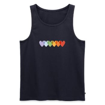 Hearts in Pastel and Vibrant Gradient - Men's Premium Organic Tank Top - navy - Front - AI Model Male 178 light (178cm)