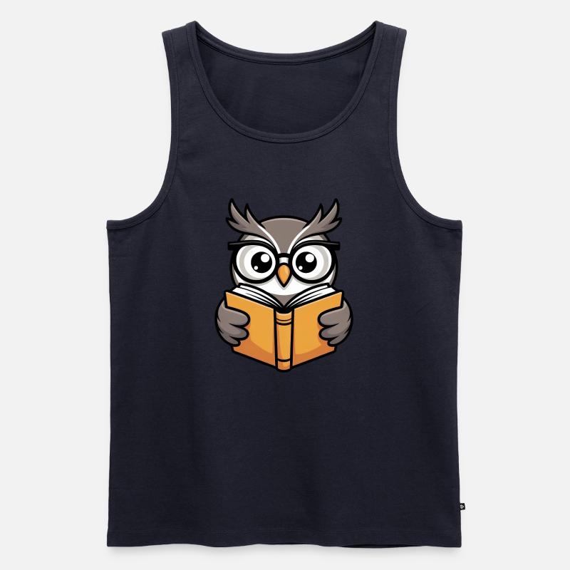 Süße Lese-Eule mit Brille - Männer Premium Bio Tank Top - Navy