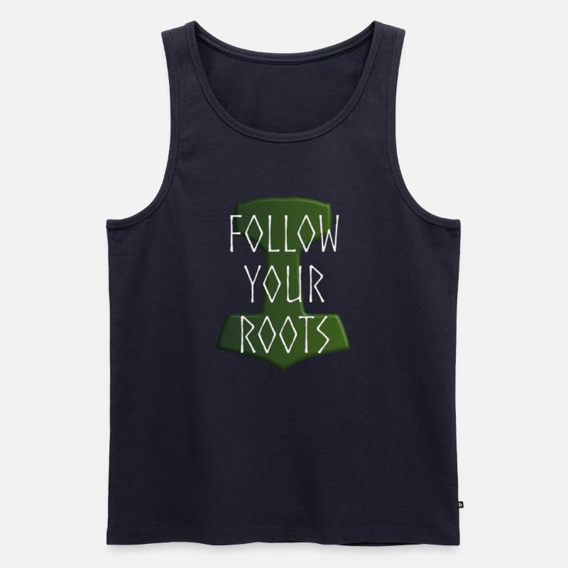 Follow your Roots - Hammer Donar Thor Mjölnir - Männer Premium Bio Tank Top - Navy