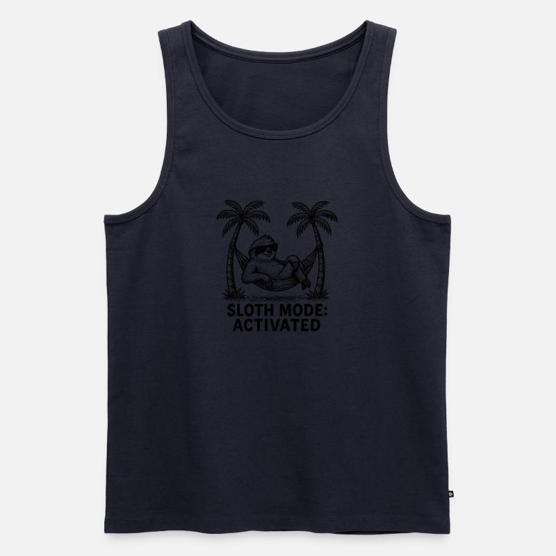 Faultier Sloth Mode: Activated Chillen Arbeit - Männer Premium Bio Tank Top - Navy