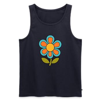 70s flower pattern retro flowerpower - Men's Premium Organic Tank Top - navy - Front - AI Model Male 178 light (178cm)