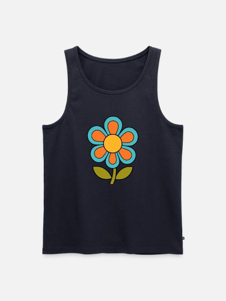 70s flower pattern retro flowerpower - Men's Premium Organic Tank Top - navy