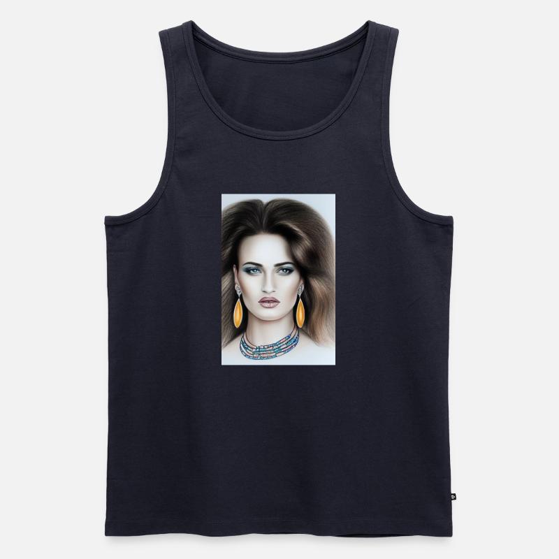 Frau mit Schmuck - Männer Premium Bio Tank Top - Navy