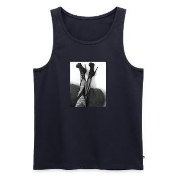7E6FB826 AD47 4463 A545 90E6508F6BF1 - Männer Premium Bio Tank Top - Navy - Vorne - AI Model Male 178 light (178cm)