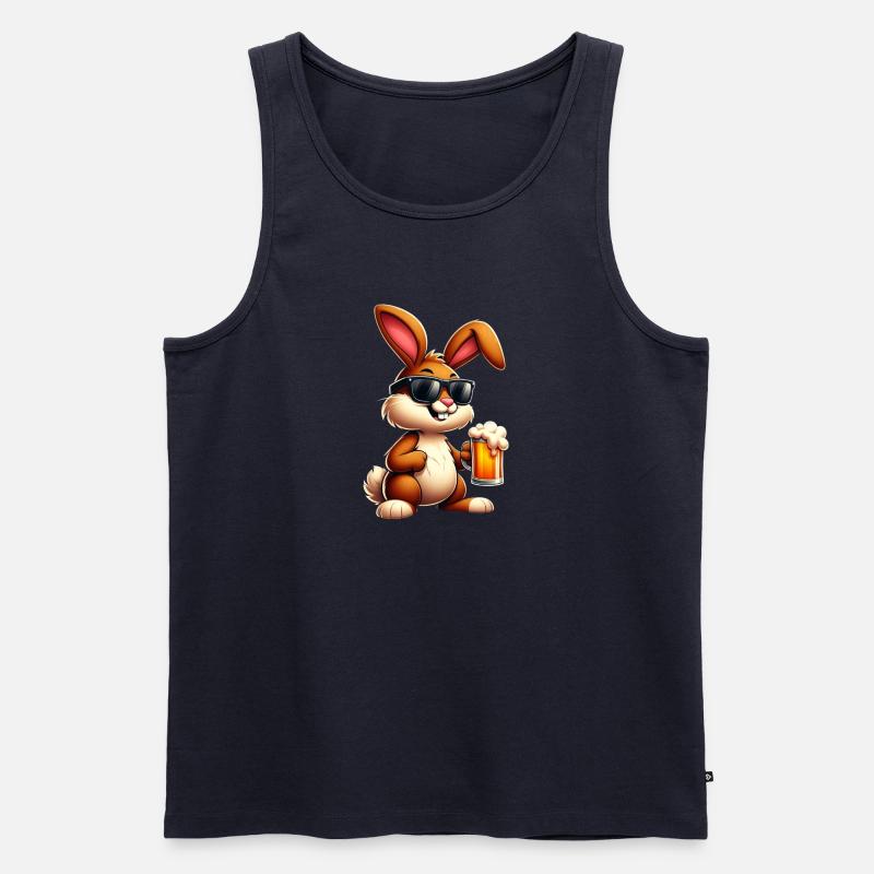 Osterhase mit einem Bier - Männer Premium Bio Tank Top - Navy