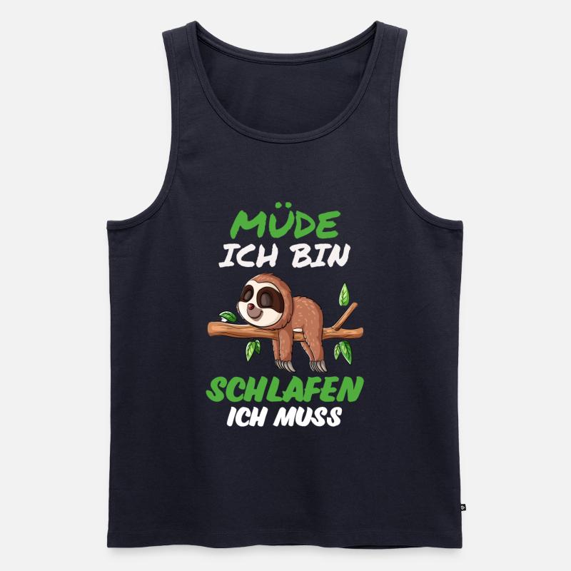 Faultier Müde - Männer Premium Bio Tank Top - Navy