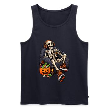 Fun Halloween video game with a skeleton - Männer Premium Bio Tank Top - Navy - Vorne - Michal (187cm)