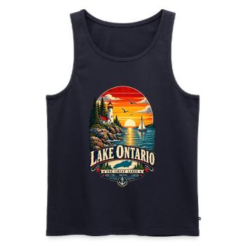 Lake Ontario Funny Vintage - Männer Premium Bio Tank Top - Navy - Vorne - Michal (187cm)