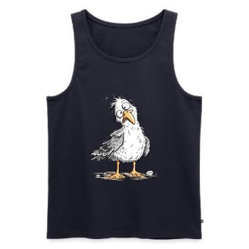 Lustige Möwe Cartoon I Küste Meer Vogelhumor - Männer Premium Bio Tank Top - Navy - Vorne - Michal (187cm)