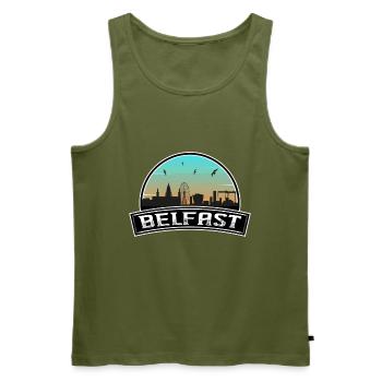 Belfast Nordirland Skyline Irisches Souvenir - Männer Premium Bio Tank Top - Khaki - Vorne - Michal (187cm)