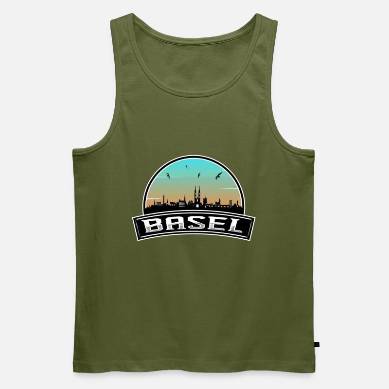 Basel Schweiz Skyline Schweizer Souvenir - Männer Premium Bio Tank Top - Khaki