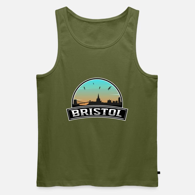 Bristol England Skyline Britisches Souvenir - Männer Premium Bio Tank Top - Khaki