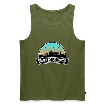 Palma De Mallorca Spain Skyline Spanish Souvenir - Men's Premium Organic Tank Top - khaki - Front - Michal (187cm)