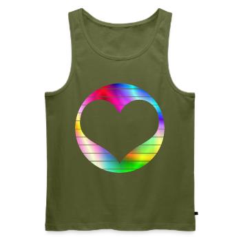 Rainbow Heart Love LGBT - Débardeur bio Premium Homme - kaki - Devant - Michal (187cm)