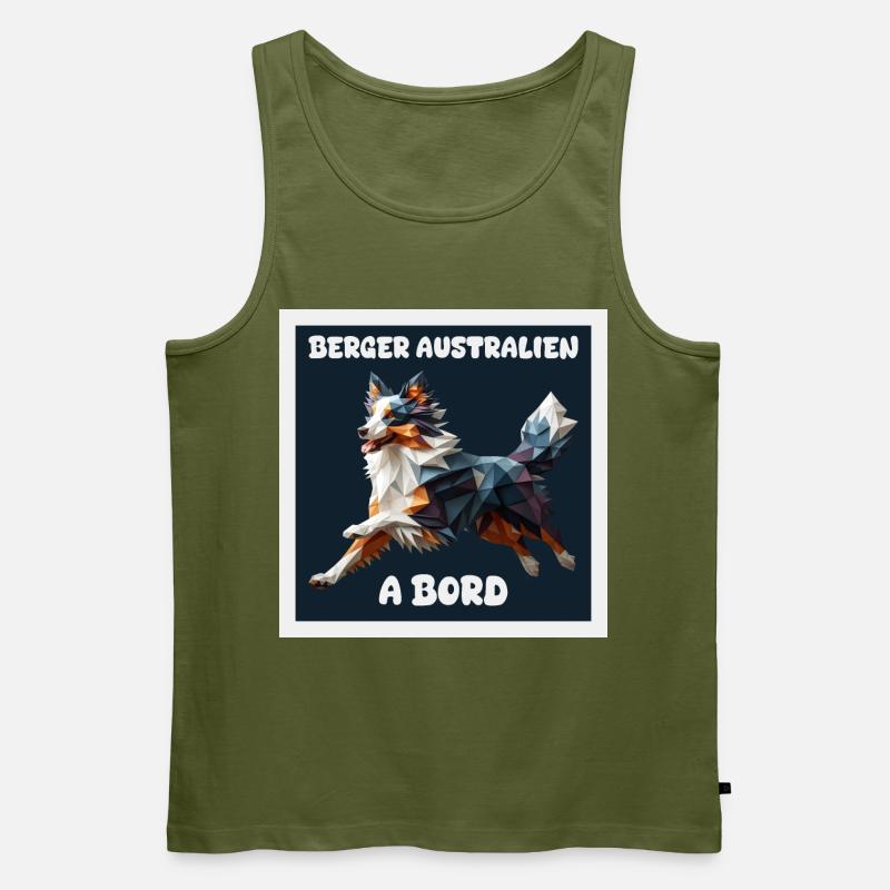 AUSTRALIAN SHEPHERD AUTOAUFKLEBER AN BORD - Männer Premium Bio Tank Top - Khaki