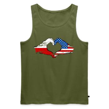 Pologne USA drapeau coeur forme utilisé - Débardeur bio Premium Homme - kaki - Devant - Michal (187cm)