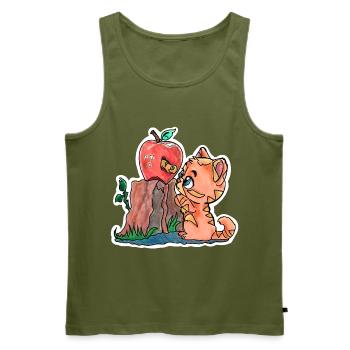Little kitten and the worm in the apple - Men's Premium Organic Tank Top - khaki - Front - Michal (187cm)