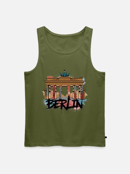 Urban Berlin-stil – Brandenburger Tor - Premium økologisk Tanktop for menn - kaki