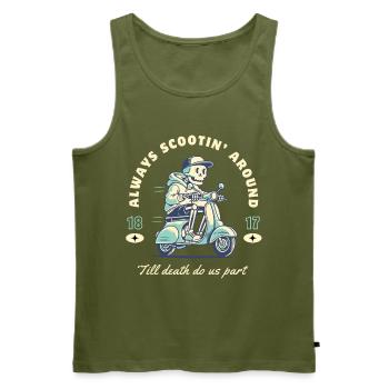 Always Scootin’ – Retro Skull Scooter - Männer Premium Bio Tank Top - Khaki - Vorne - Michal (187cm)