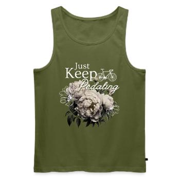 Continuez à pédaler – Flowers & Bike - Débardeur bio Premium Homme - kaki - Devant - Michal (187cm)