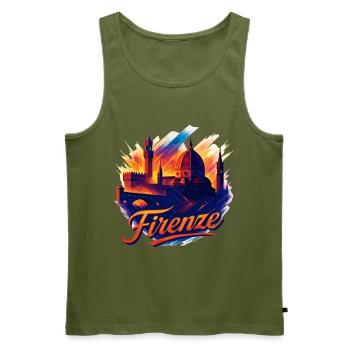 Florence Firenze City Italy Silhouette Gift - Men's Premium Organic Tank Top - khaki - Front - Michal (187cm)