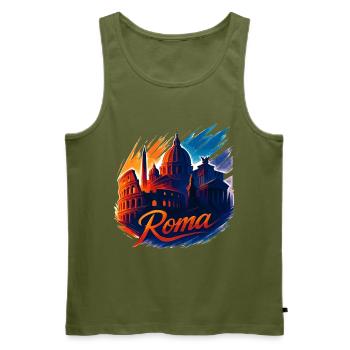 Rome Roma Capital Italy Silhouette Gift - Men's Premium Organic Tank Top - khaki - Front - Michal (187cm)