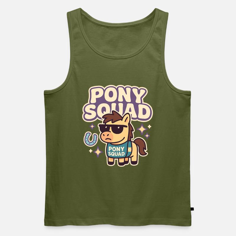 Pony Squad Cartoon Design - Männer Premium Bio Tank Top - Khaki