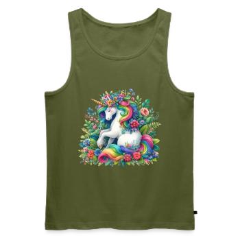 Fleur de licorne à crinière arc-en-ciel - Débardeur bio Premium Homme - kaki - Devant - Michal (187cm)
