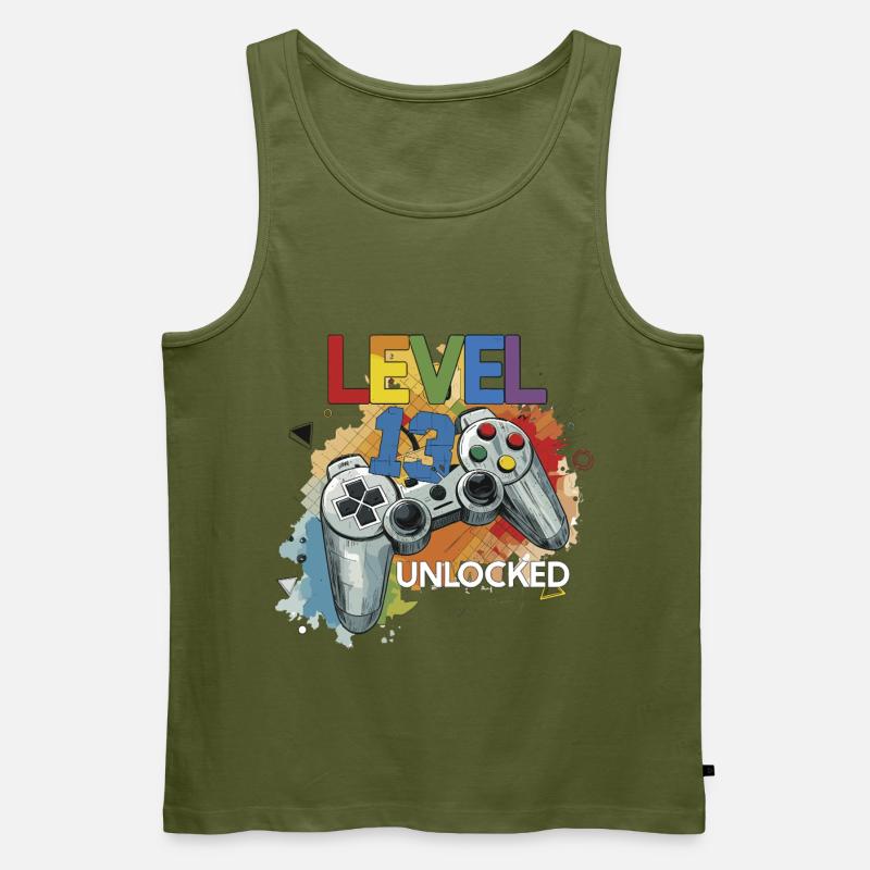 Level 13 Freigeschaltet Controller Graffiti Geburt - Männer Premium Bio Tank Top - Khaki