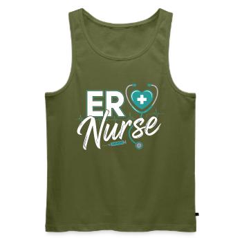 ER Nurse Herz Logo - Männer Premium Bio Tank Top - Khaki - Vorne - Michal (187cm)