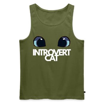 Introvert Cat Blue Eyes - Men's Premium Organic Tank Top - khaki - Front - Michal (187cm)