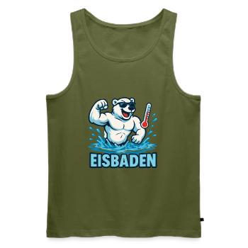 Eisbaden Eisbad PolarBär Fitness - Men's Premium Organic Tank Top - khaki - Front - Michal (187cm)