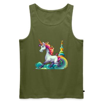 Conception du Carnaval de la Licorne Arc-en-ciel - Débardeur bio Premium Homme - kaki - Devant - Michal (187cm)