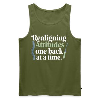 Licensed DC Clinical Spinal Alignment Expert  - Men's Premium Organic Tank Top - khaki - Front - Michal (187cm)