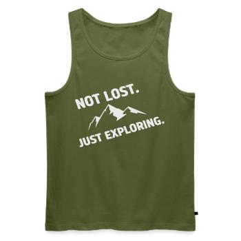Wandern Berge Trekking Wanderer Outdoor Natur Wald - Männer Premium Bio Tank Top - Khaki - Vorne - Michal (187cm)