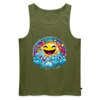 Laughing sun in colorful clouds - Men's Premium Organic Tank Top - khaki - Front - Michal (187cm)