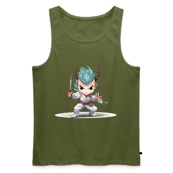 Chibi Krieger mit Katana - Männer Premium Bio Tank Top - Khaki - Vorne - Michal (187cm)