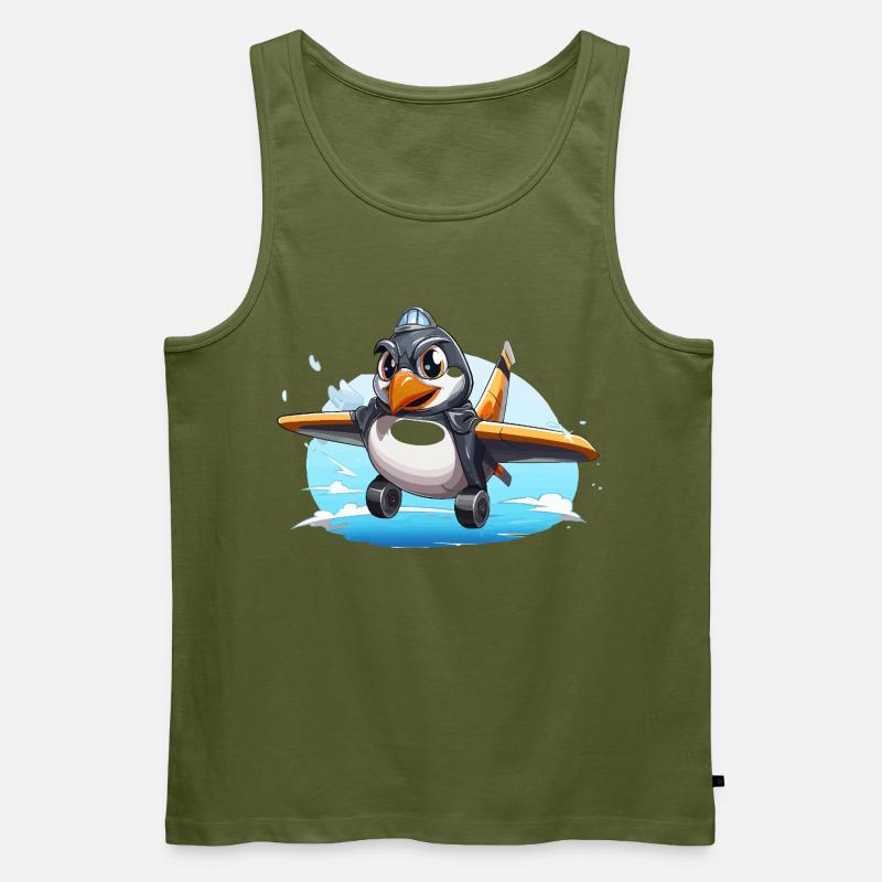 PinguinPilot Flugpinguin - Männer Premium Bio Tank Top - Khaki
