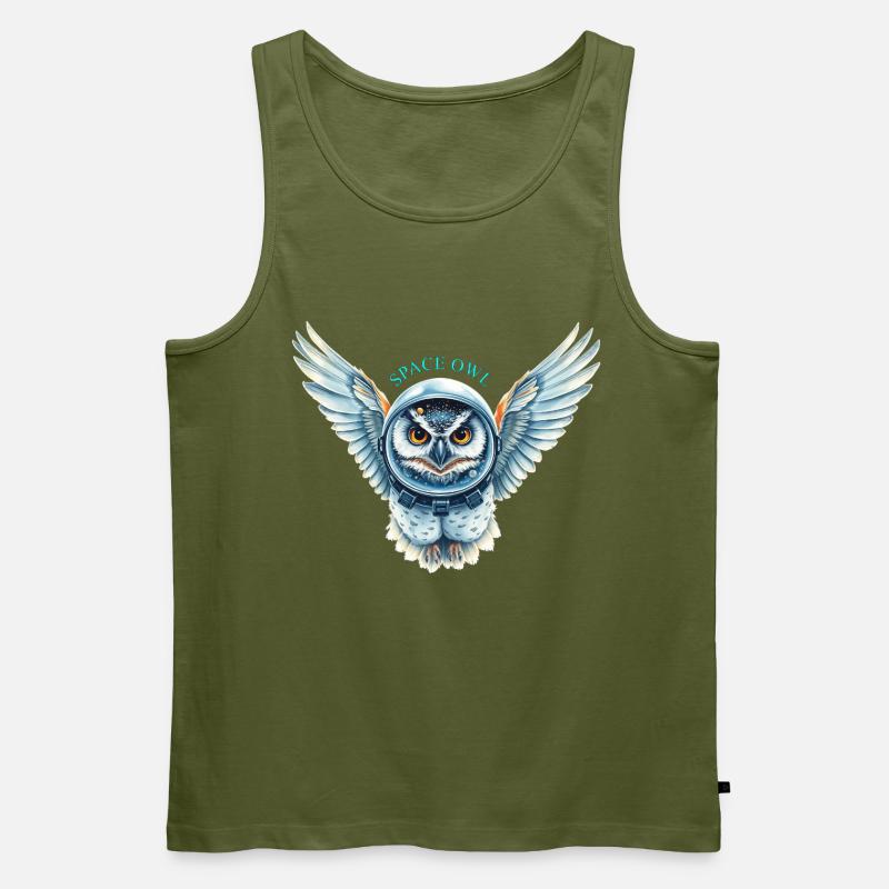 Chouette spatiale en combinaison spatiale - Débardeur bio Premium Homme - kaki