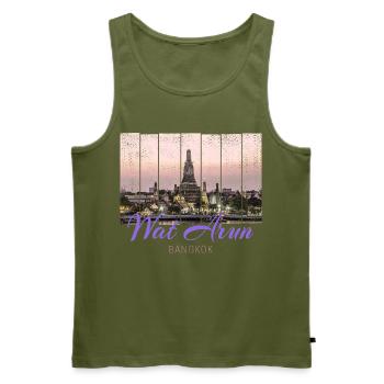Wat Arun Temple in Bangkok Thailand - Men's Premium Organic Tank Top - khaki - Front - Michal (187cm)