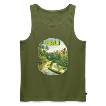 Bali - Men's Premium Organic Tank Top - khaki - Front - Michal (187cm)